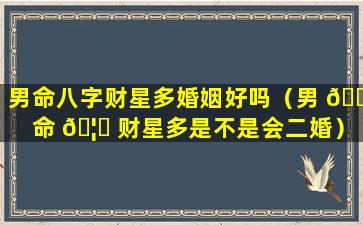 男命八字财星多婚姻好吗（男 🐛 命 🦆 财星多是不是会二婚）